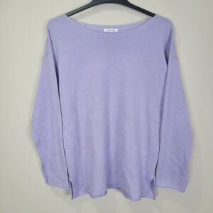JOHNNY WAS Size M Soft Lavender Cashmere Whipstitch Oversized Sweater Women's